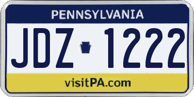 PA license plate JDZ1222