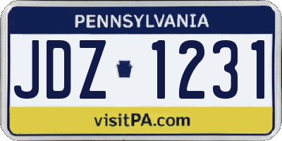 PA license plate JDZ1231