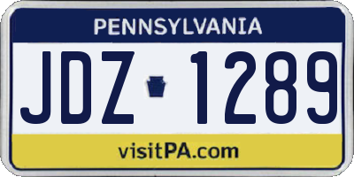 PA license plate JDZ1289