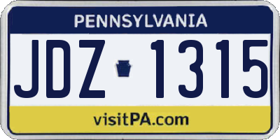 PA license plate JDZ1315