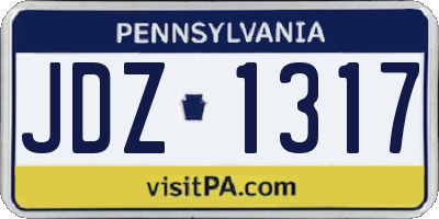 PA license plate JDZ1317