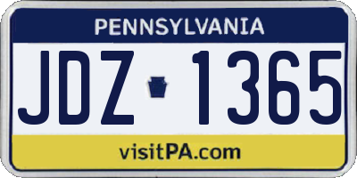 PA license plate JDZ1365