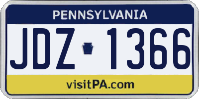 PA license plate JDZ1366