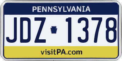 PA license plate JDZ1378