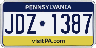 PA license plate JDZ1387