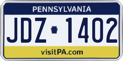 PA license plate JDZ1402