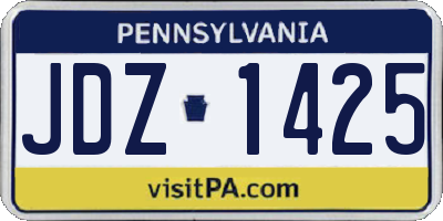 PA license plate JDZ1425