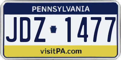 PA license plate JDZ1477
