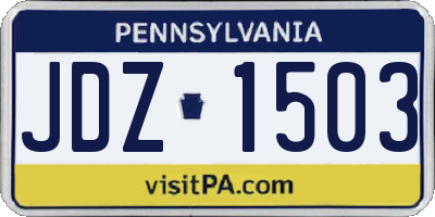 PA license plate JDZ1503