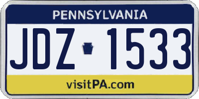 PA license plate JDZ1533