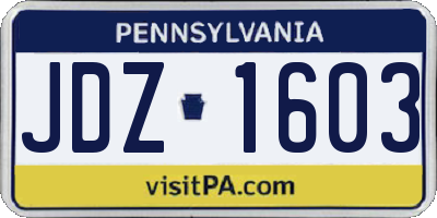 PA license plate JDZ1603
