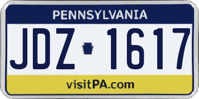 PA license plate JDZ1617