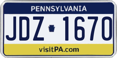 PA license plate JDZ1670