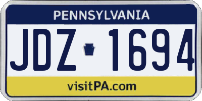 PA license plate JDZ1694