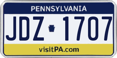 PA license plate JDZ1707