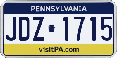 PA license plate JDZ1715