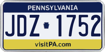 PA license plate JDZ1752
