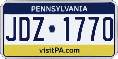 PA license plate JDZ1770