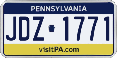 PA license plate JDZ1771