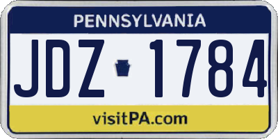 PA license plate JDZ1784
