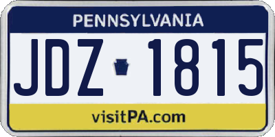 PA license plate JDZ1815