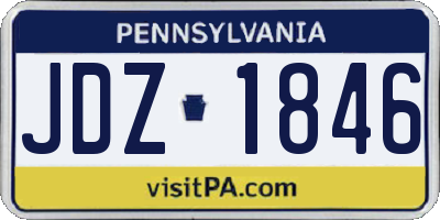 PA license plate JDZ1846