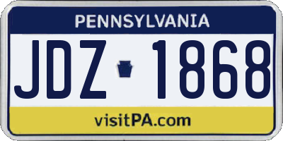 PA license plate JDZ1868