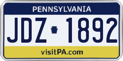 PA license plate JDZ1892