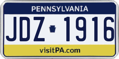 PA license plate JDZ1916