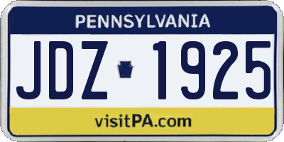 PA license plate JDZ1925