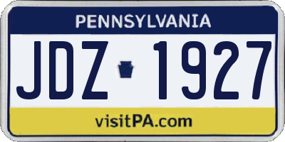 PA license plate JDZ1927