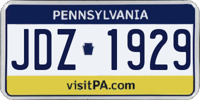 PA license plate JDZ1929