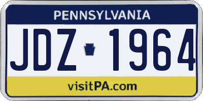 PA license plate JDZ1964