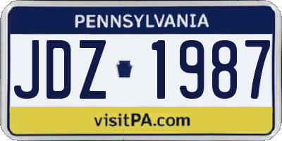 PA license plate JDZ1987
