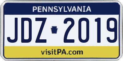 PA license plate JDZ2019