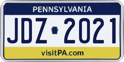 PA license plate JDZ2021