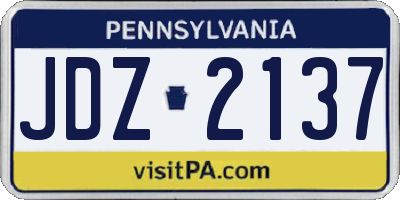 PA license plate JDZ2137