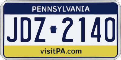 PA license plate JDZ2140