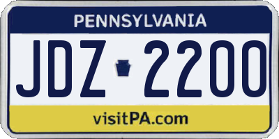 PA license plate JDZ2200