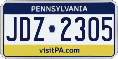 PA license plate JDZ2305