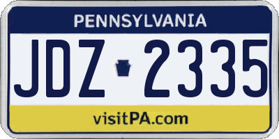 PA license plate JDZ2335