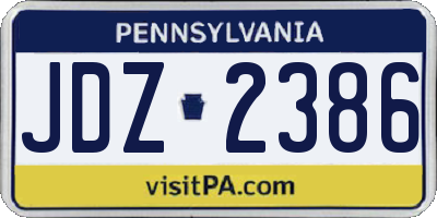 PA license plate JDZ2386