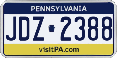 PA license plate JDZ2388