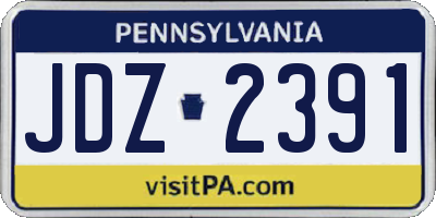PA license plate JDZ2391