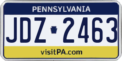 PA license plate JDZ2463