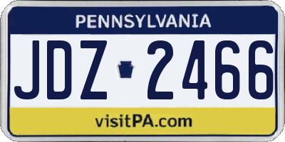 PA license plate JDZ2466