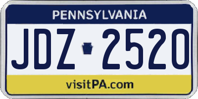 PA license plate JDZ2520