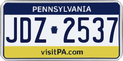 PA license plate JDZ2537