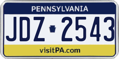 PA license plate JDZ2543