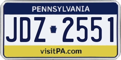 PA license plate JDZ2551